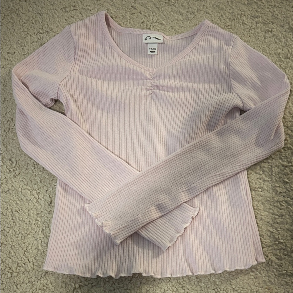 Art Class Soft Pink Ribbed Top